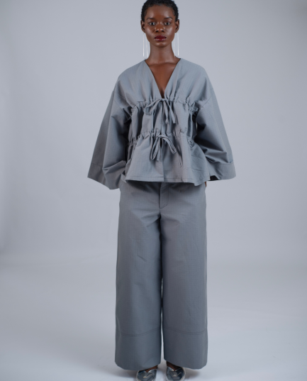 Bowie Blouse in Grey Linen