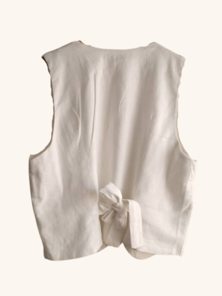 Waistcoat in White Linen (UK 8, 10)