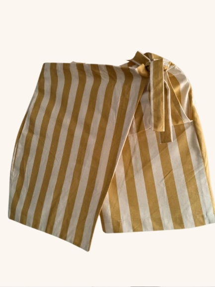 Wrap Skort in Yellow Stripe Linen (UK 8, 10 , 12)