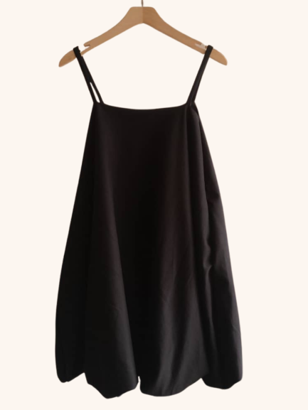 Bulb Mini Dress in black  crepe