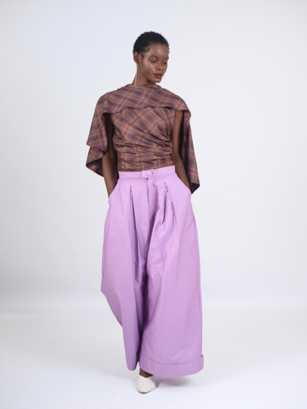 Lavender Cotton Double Pleat Pants