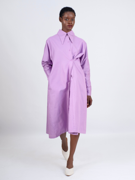 Lavender Cotton Flow Shirt Dress
